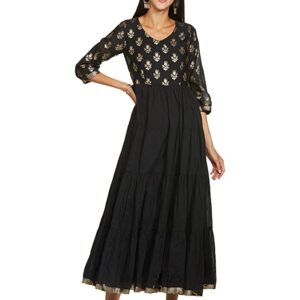 BIBA Women's Cotton Fit and Flare Below The Knee Dress